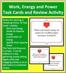 Work Energy And Power Task Cards And Unique Activity Task Cards Work Energy And Power Energy Work