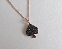 Black Ace Of Spades 14k Rose Gold Pave Black Diamond Ace Of Spades Necklace By Miapcreations On Etsy Https Www Etsy Com Listing 164524301 14k Ro Black Diamond Necklace Rose Gold