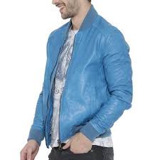 Slim Fit Jackets Men Apparel All Products Bareskin Bareskin Light Blue Colour Genuine Leather Bomber Bomber Jacket Men Leather Bomber Jacket Mens Jackets