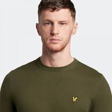 Lyle & Scott Cotton Merino Crew Jumper Olive