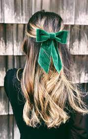 Pine Green Velvet Hair Bow Barrette Green Hair Bow Christmas Hair Bow Nail Effect Green Hair Christmas Hair Velvet Hair