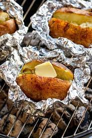Baked Potatoes On The Grill Recipe Grilled Potatoes Grilling Recipes Baked Potato Oven
