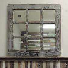 Square Rustic Farmhouse Window Style Mirror 24x24 Etsy Old Window Decor Window Pane Mirror Window Mirror