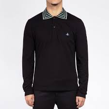 Up to 70% off at ssense. Vivienne Westwood Man Polo Shirts Multi Stripe Collar Cotton Pique Polo In Black S25gl0016s23142