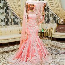 African Style Muslim Mermaid Wedding Dresses With Half Sleeve Appliqued Nigerian Bridal Gown Covered With Buttons Vestido De Novia From Okokbridal 210 06 Dh Bridal Gowns Mermaid Nigerian Wedding Dress Mermaid Wedding Dress