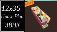 12x35 House Plan 3D || 420 Sqft Ghar Ka Naksha || 12x35 House ...