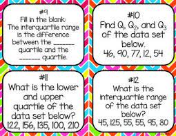 Quartiles Interquartile Range Task Cards Algebraic Expressions Vocabulary Vocabulary Task Cards Math Expressions