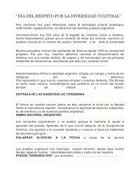 El himno surge luego de la revolución de mayo y previo al día de la independencia, por lo tanto su letra resume la situación social del momento. Glosas Acto Dia De La Diversidad Cultal Gente Indigena Colonizacion Europea De Las Americas