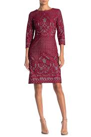 Gabby Skye 3 4 Sleeve Lace Shift Dress Regular Plus Size Nordstrom Rack