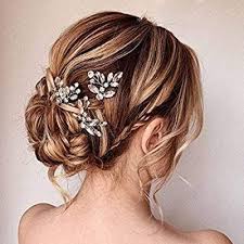 Amazon Com Unicra Bride Wedding Crystal Hair Pins Flower Bridal Hair Pieces Weddin Crystal Bridal Hair Pins Silver Wedding Hair Accessories Bridal Hair Pieces