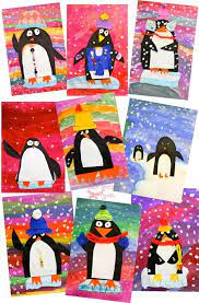 Happy Paper Penguin Art Project Deep Space Sparkle Winter Art Lesson Elementary Art Projects Winter Art Projects