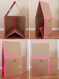 Maison En Carton Pliable Bricolage Maison En Carton Maisons De Boite En Carton Maison De Poupee En Carton