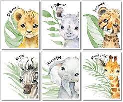 Compare prices on popular products in home decor. Amazon Com Baby Safari Animals Wall Art Prints Nursery Decor Set Of 6 8x10 Unframed Watercolor Handmade