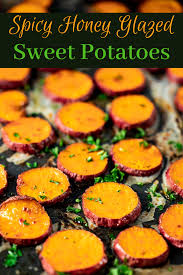 Baked Sweet Potato Slices With Harissa Honey Glaze Recipe Sweet Potato Sweet Potato Recipes Baked Sweet Potato Slices