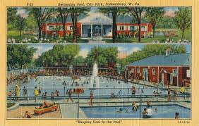 Swimming Pool City Park Linen Postcard C1930 S Parkersburg Pool City Park City