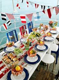 I like to invest in a lots of neutral and versatile serving pieces that will work for any occasion. Boat Dining Tablescapes Nautical Party Dinner Party