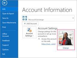 This opens a blank contact form in which to add contact information and a picture. Change Your Profile Photo Outlook
