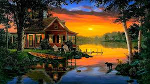 ❤ get the best dream wallpapers on wallpaperset. Hd Wallpaper Lakeside Relaxing Mood Calm Dream Home Painting Painting Art Wallpaper Flare