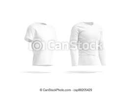 Download Blank White T Shirt And Longsleeve Mock Up Side View 3d Rendering Empty Sport Neckline Tee Shirt Mockup Isolated Clear Canstock