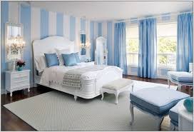 Vertical Stripes Painted In White On Walls Walls Painted In Wide Light Blue And White Vertic Striped Walls Bedroom Blue Bedroom Colors Blue Bedroom Decor