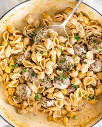 A combination of ground beef, pork, and warm spices make for a comforting and satisfying dish. Swedish Meatball Pasta Jo Cooks