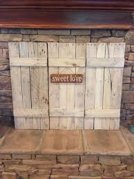 Set Of Three White Washed Reclaimed Wood Custom Shutters Great For Decorating For The Holidays Fireplace Cover Rustic Fireplaces Wood Shutters
