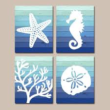 Beach Bathroom Wall Art Ombre Beach Canvas Or Print Nautical Bathroom Decor Starfish Seahorse Coral Nautical Bathroom Decor Bathroom Canvas Bathroom Wall Art