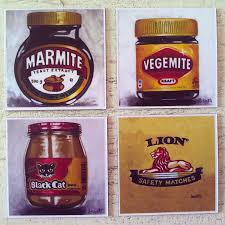 Traditional Household Brand Name Painting Fridge Magnet Marmite Vegemite 5x5cm Marmite Vegemite Fridge Magnets