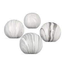 Achica Set Of 4 Decorative Marble Balls White Grey Marble Ball Marble Decor Discount Designer