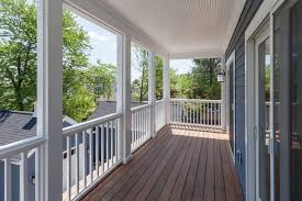 Covered Deck Off Of Master Bedroom Suite In Custom Home By Bcn Homes In Arlington Virginia Balcony Decor Porch Windows Custom Homes