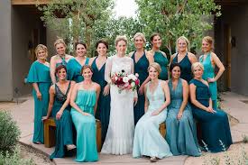 Mix And Match Bridesmaid Gowns In Shades Of Teal And Turquoise In The Press Destination Wed Teal Bridesmaid Dresses Turquoise Bridesmaid Dresses Teal Wedding