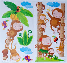 Kids Growth Chart Banana Tree With Monkeys Jungle Bird
