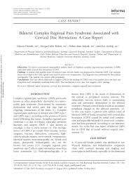 Pdf Bilateral Complex Regional Pain Syndrome Associated With Cervical Disc Herniation A Case Report