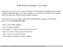 Sample of a bank letter. Bank Branch Manager Cover Letter
