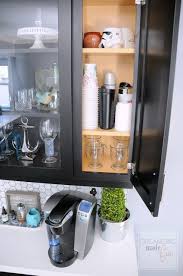 Coffee Wine Bar Top Coffee Cupboard Organized Organizingmadefun Com Cupboards Organization Kitchen Cupboard Organization Bathroom Drawer Organization
