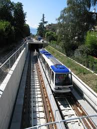 The automatic metro line is 5.9 km long with 14 stations. Lausanne Metro