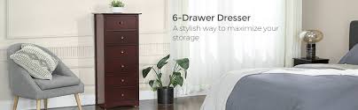 Nice vintage antique dresser with lots of charm and character. Amazon Com Vasagle Dresser For Bedroom With 6 Drawers Chest Of Drawers Solid Wood Frame Storage Unit For Living Room With Antique Style Handles Easy Installation Brown Urcd06br Kitchen Dining