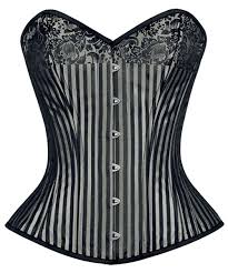 Black And White Striped Corset Grey Satin Black Striped Overbust Corset And Floral Pattern Steel Bone Baroque 286 Waist Cincher Corset Overbust Corset