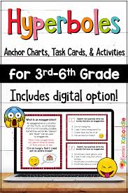 Hyperboles Activities Task Cards And Examples For 3rd 4th 5th And 6th Grade With Digital Option Hyperbole Activities Task Cards Hyperbole Task Cards