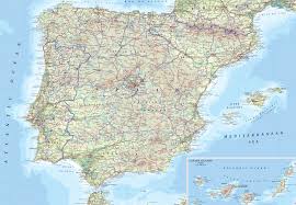 Donkere gebieden zijn lagere hoogten. Gedetailleerde Kaart Andalusie Kaart Wallpaper