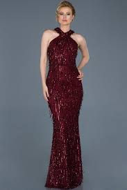 Bordo Uzun Payetli Kolsuz Balik Abiye Abu803 Aksamustu Giysileri Elbise Modelleri The Dress