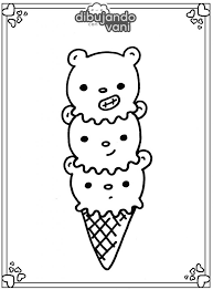 Helado Kawaii Para Colorear