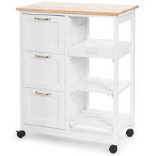 It comes with a 32mm solid ruberwood counter top and white painted mdf construction. Costway Rolling Kitchen Island Utility Storage Cart W 3 Storage Drawers Shelves White