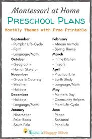 Montessori At Home Preschool Plans Free Unit Study Printable 4 5 Yrs Montessorieducation In 2020 Preschool Planning Preschool Prep Preschool Lesson Plans