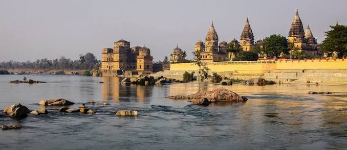View of cenotaphs and Betwa River in Orchha, Madhya Pradesh, India Stock Photo | Adobe Stock