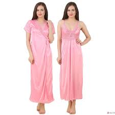 Womens Satin Lace Long Nightdress Ladies Nighty Chemise Lace Detailed Night Dress For Women Night Dress Long Nightdress