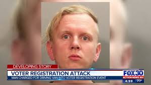 Gregory Timm arrested after driving van into Republican tent in Walmart  parking lot