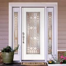 Feather River Doors Mission Pointe Zinc Full Lite Prime Smooth Fiberglass Entry Door With Sidelites 682191 3b4 A Fiberglass Entry Doors Door Glass Design Doors