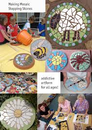 Alice medley loves to create works of art from the pebbles she collects. Make A Mosaic Stepping Stone With Us On May 26th Tracey Mosaic Stepping Stones Mosaic Projects Mosaic