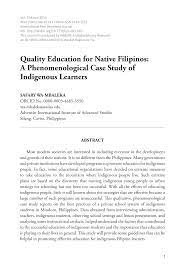 How do children and adults interpret healthy. Pdf Quality Education For Native Filipinos A Phenomenological Case Study Of Indigenous Learners